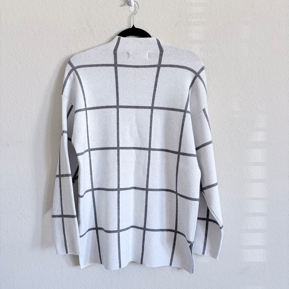 By Design Women's White and Gray Grid Sweater high neck relaxed fit size M long - Picture 7 of 7